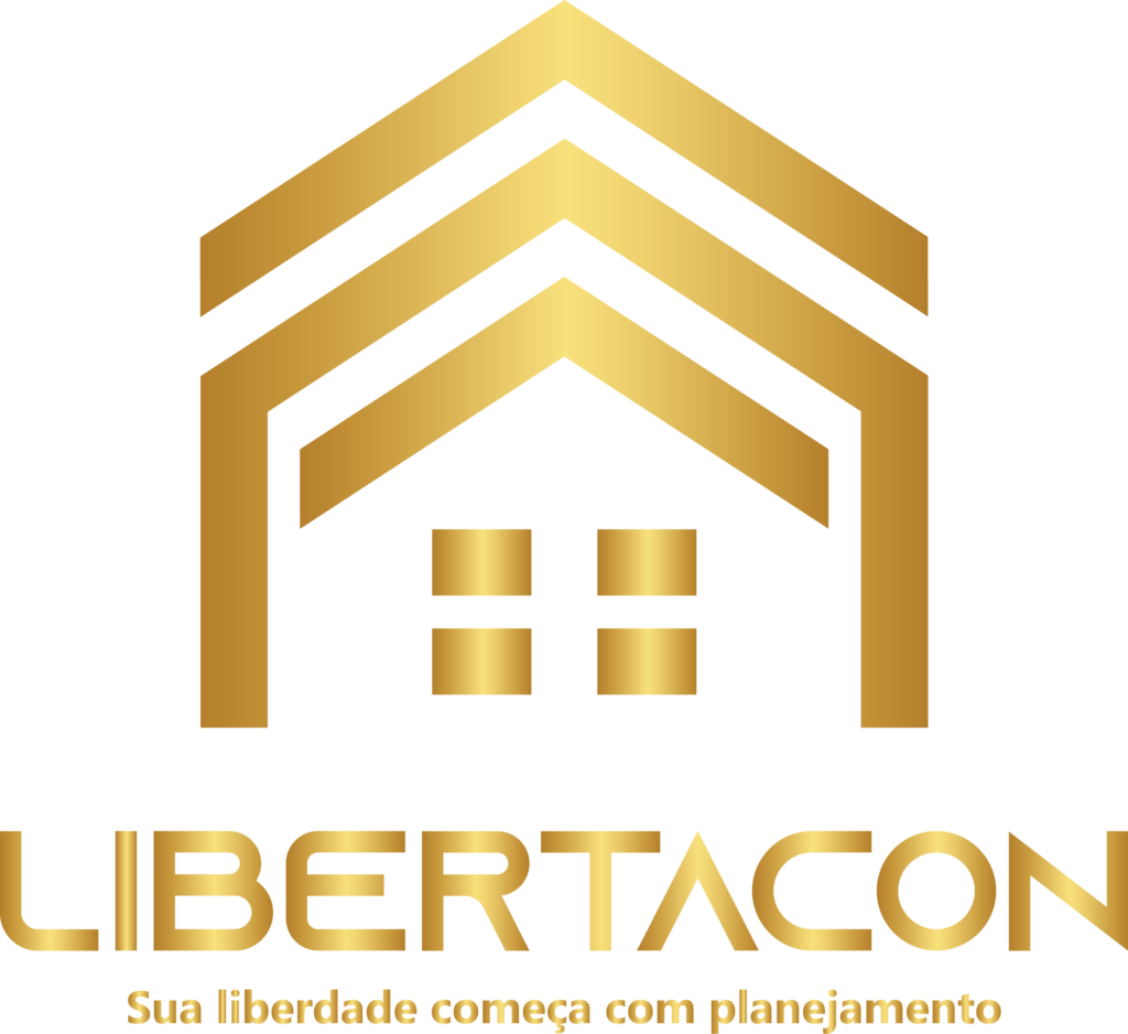 libertacon vertical com slogan dourada